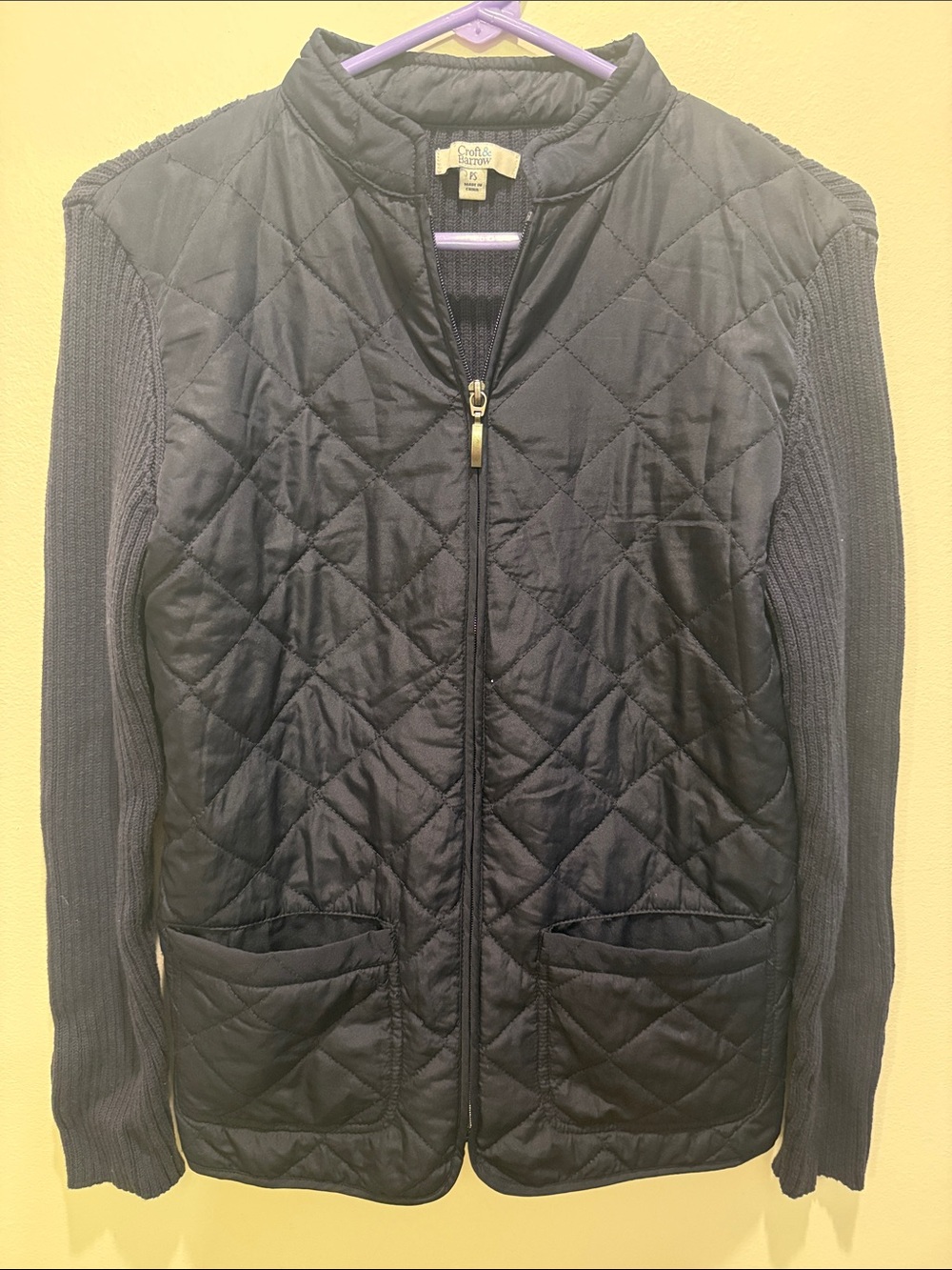 Women’s Croft & Barrow Quilted Sweater Jacket. W/Pockets Size Sm Petite